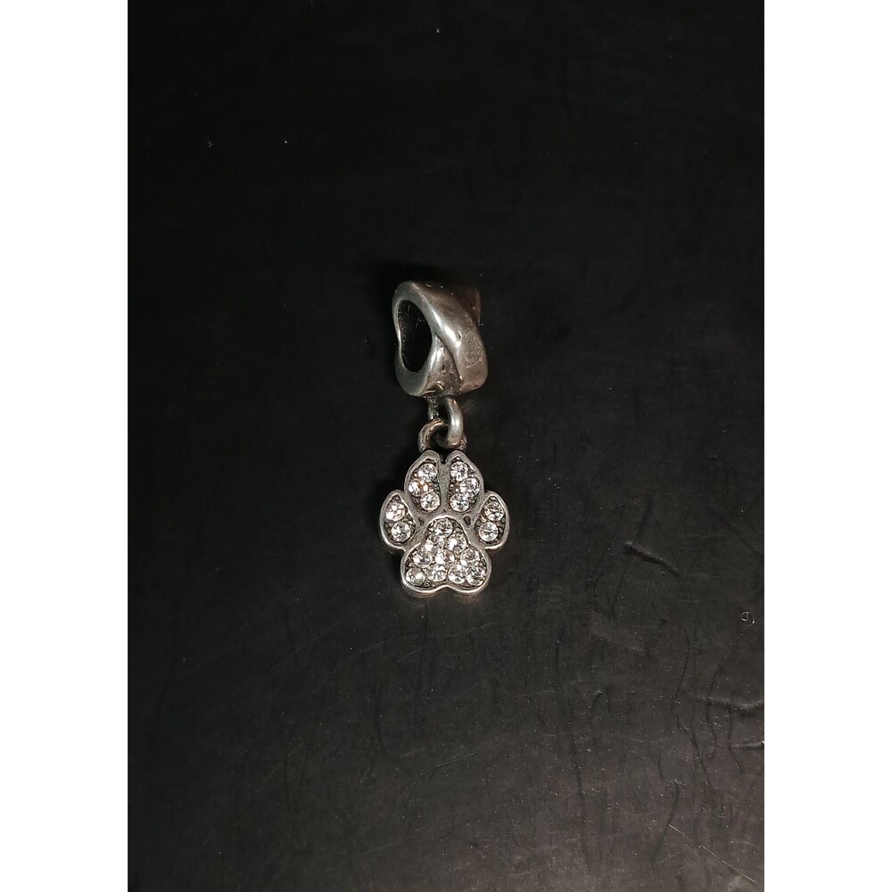 Michael Anthony Sterling Silver 925 Italian CZ Paw Print Pendant Charm .75"